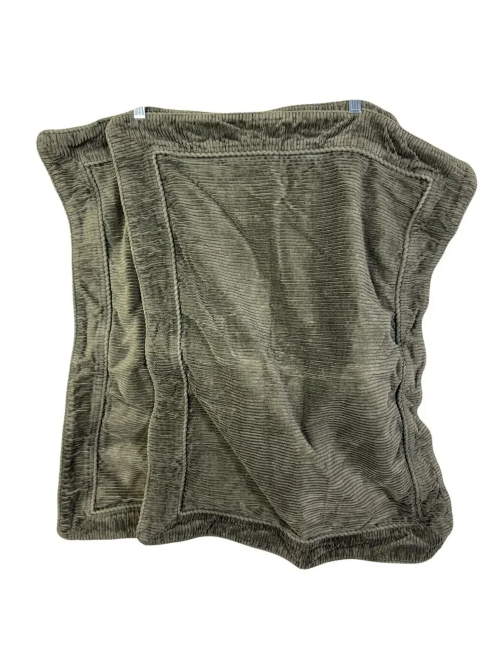 Set 2 Hawthorne Hill Olive Green Corduroy Throw Pillow Case 26x19 Mid Century